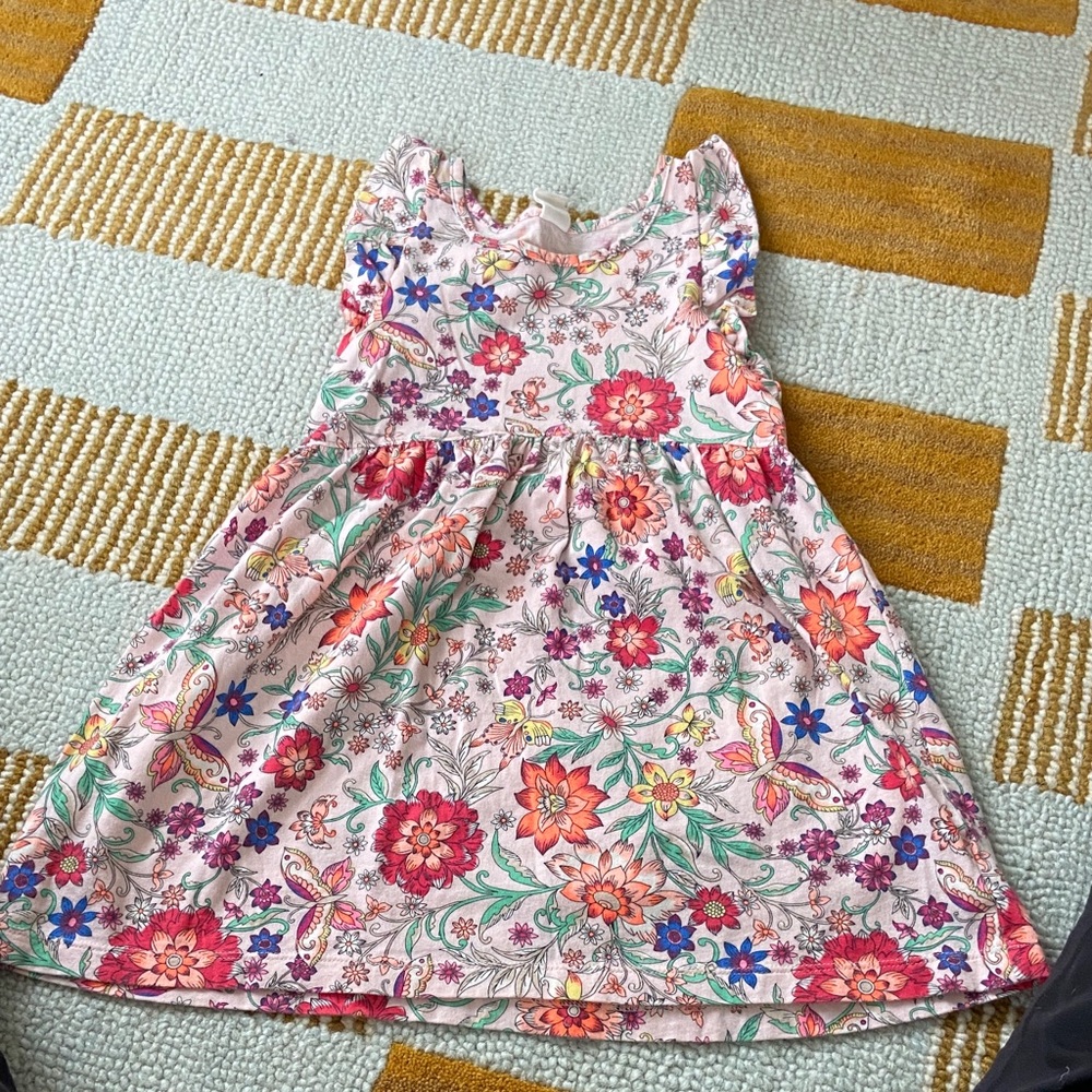 Gap pink floral cotton dress with ruffles size girls 4